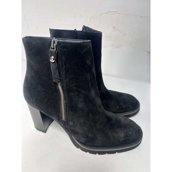 Paul Green Women's Black Suede Leather Side Zip Sloane Lug Sole Bootie Size 9 - Picture 7 of 12